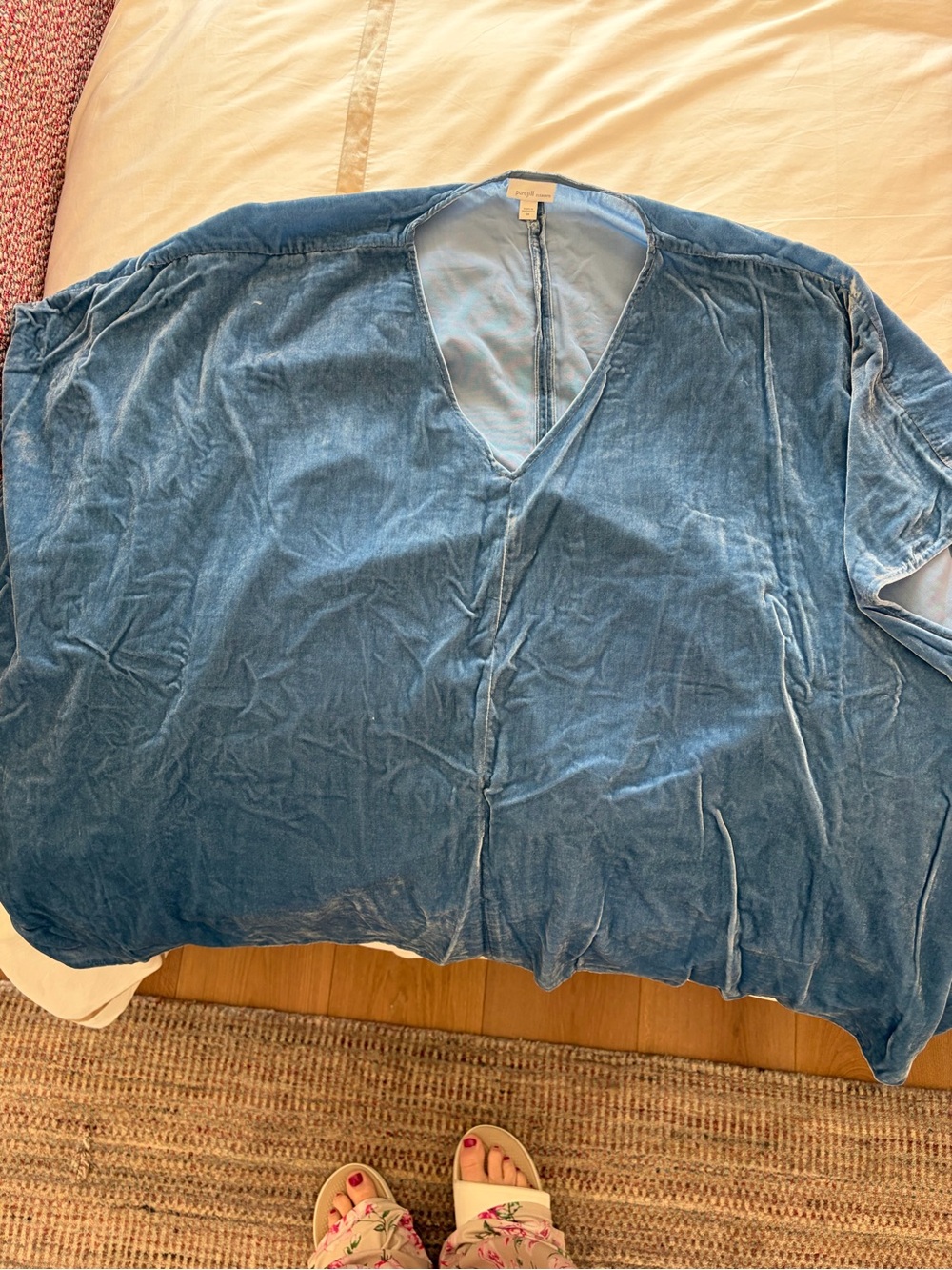 J. Jill Blue Velvet V-Neck Blouse